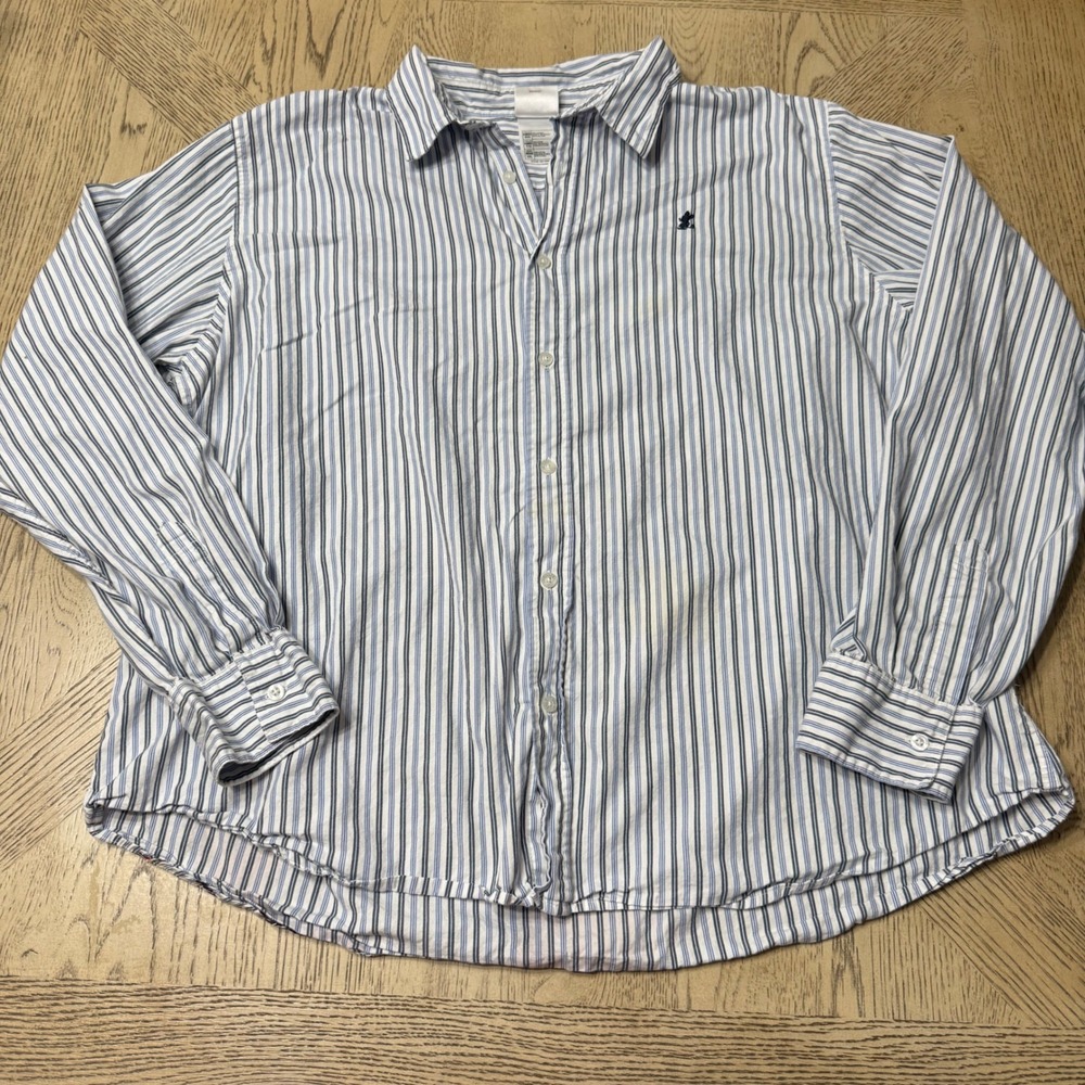 Disney Store XXL Striped Mickey Mouse Button Down‎ Shirt Cartoon Back Print